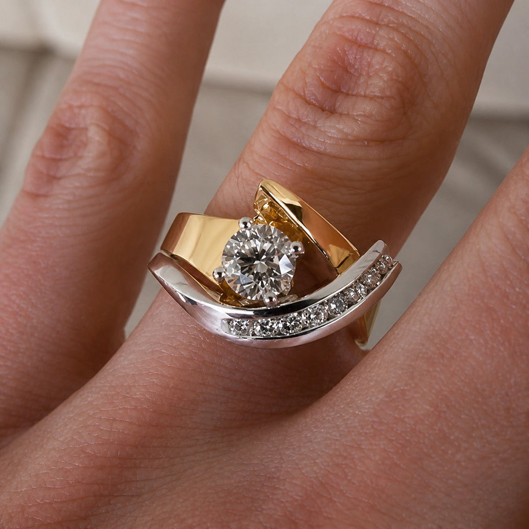 Gold & Silver Ring Méabh with Crystal
