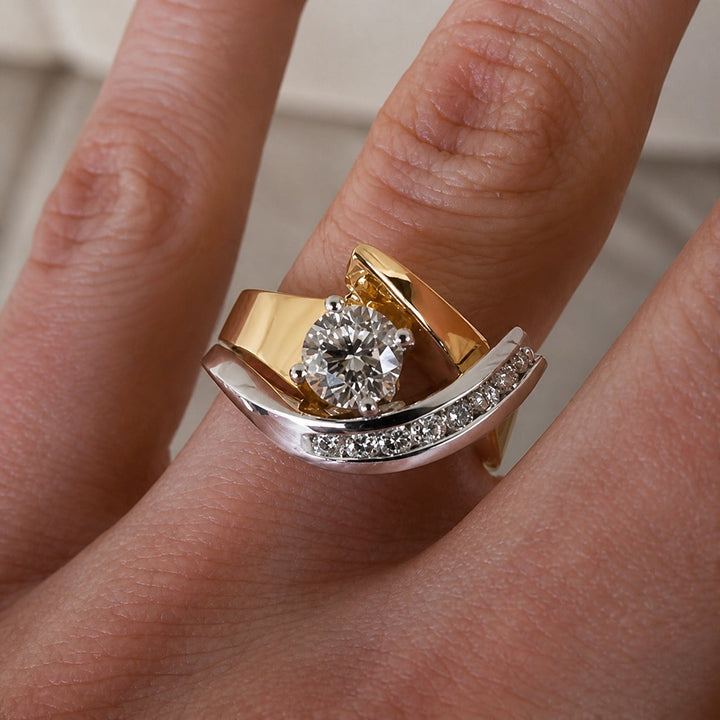 Gold & Silver Ring Méabh with Crystal