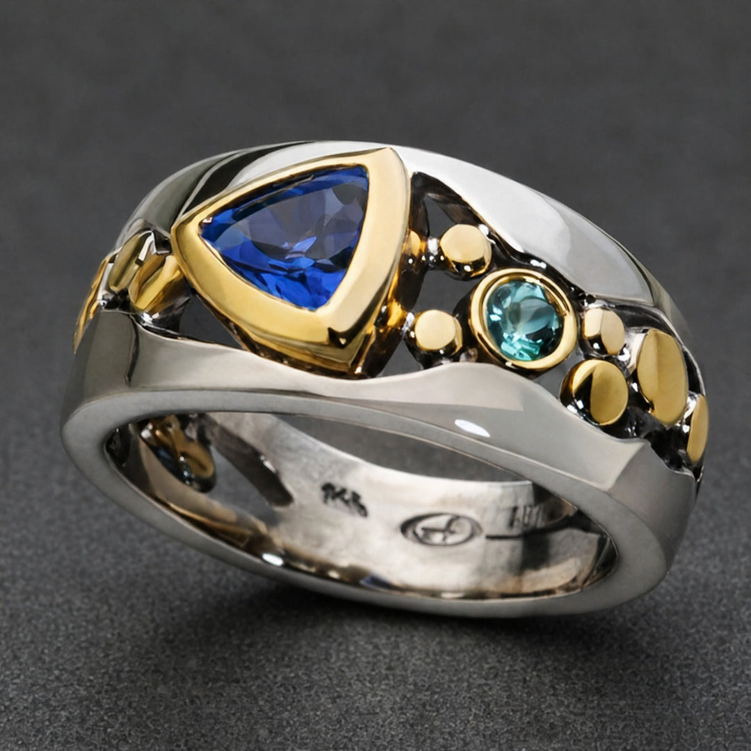 Gold & Silver Ring Aisling with Sapphire