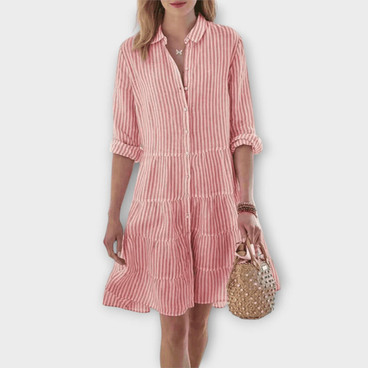 Lolita - Grün-weisses gestreiftes Hemdblusenkleid