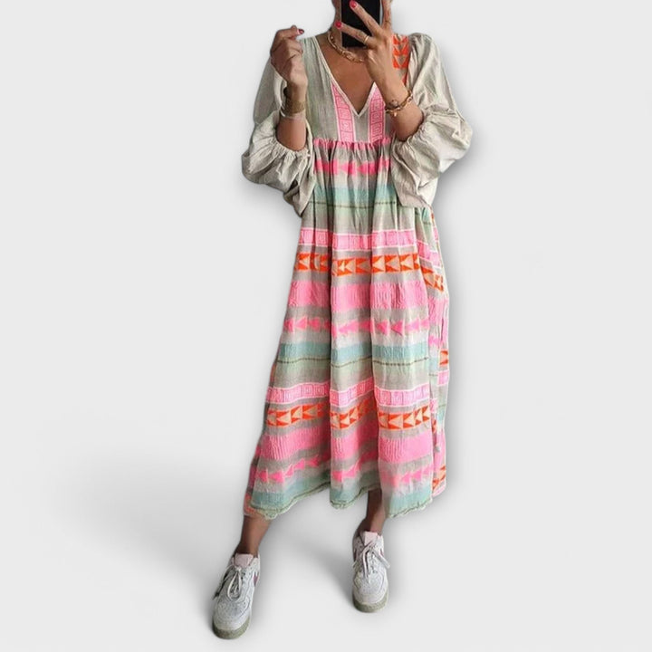 Hermine - Buntes loses Kleid mit Ethno-Muster