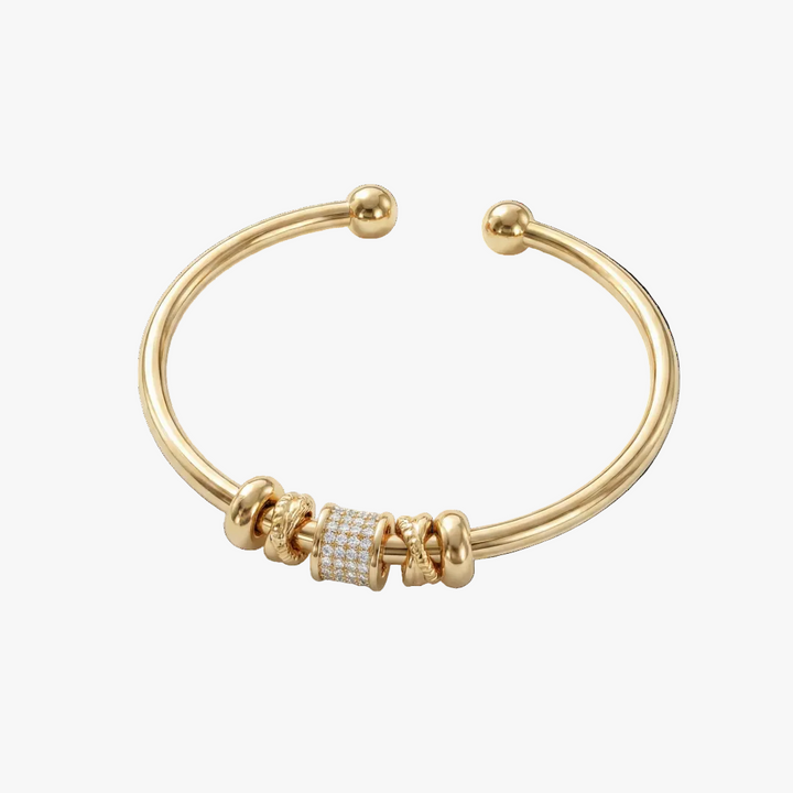 Gold Cuff Bracelet Aisling with Zirconia Beads