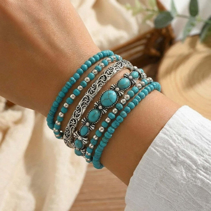 Silver Beaded Bracelet Saoirse with Turquoise