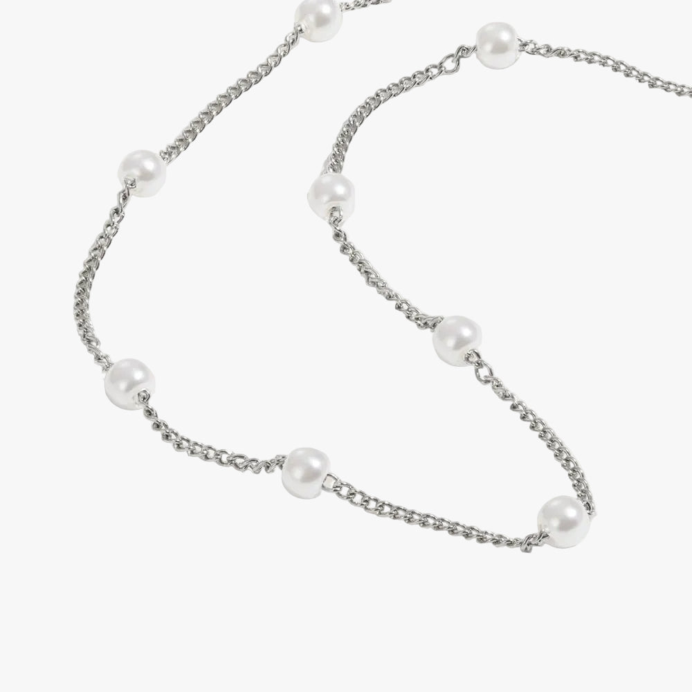 Silver Beaded Necklace Órla with Pearls