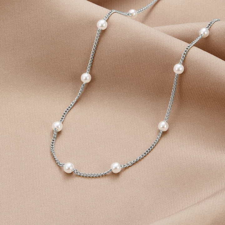 Silver Beaded Necklace Órla with Pearls