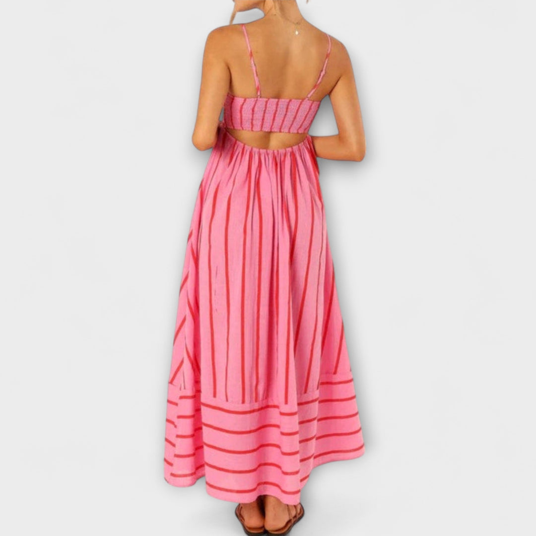 Svea - Rosa gestreiftes Maxikleid