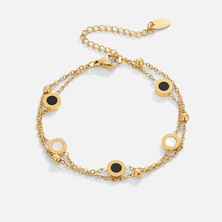 Gold Chain Bracelet Aoife with Black & White Discs