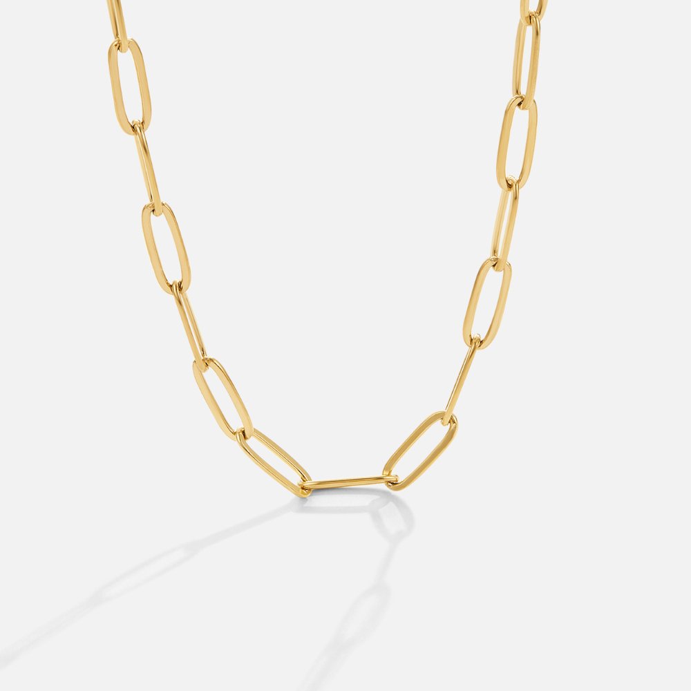 Gold Chain Necklace Muirne with Paperclip Links