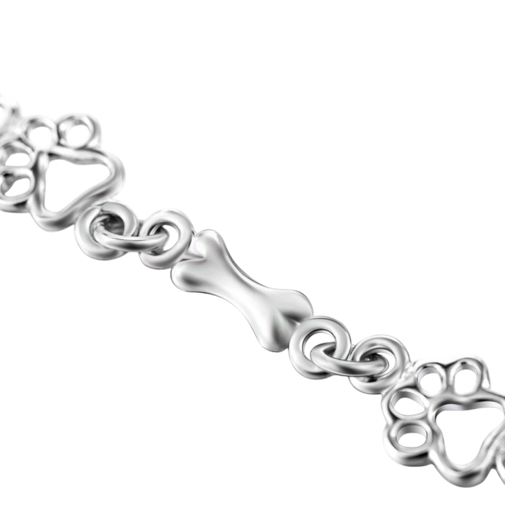 Silver Bracelet Aoibh with Paw Prints and Bones