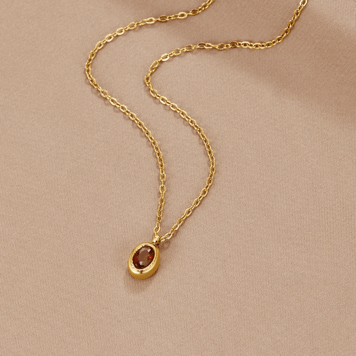 Gold Necklace Aoife with Ruby