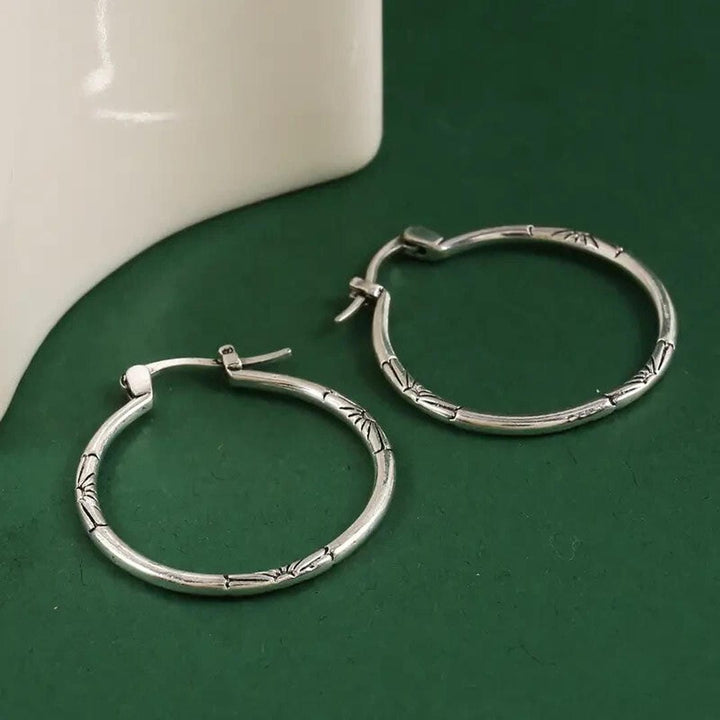 Silver Hoop Earrings Howth with Engraved Detail