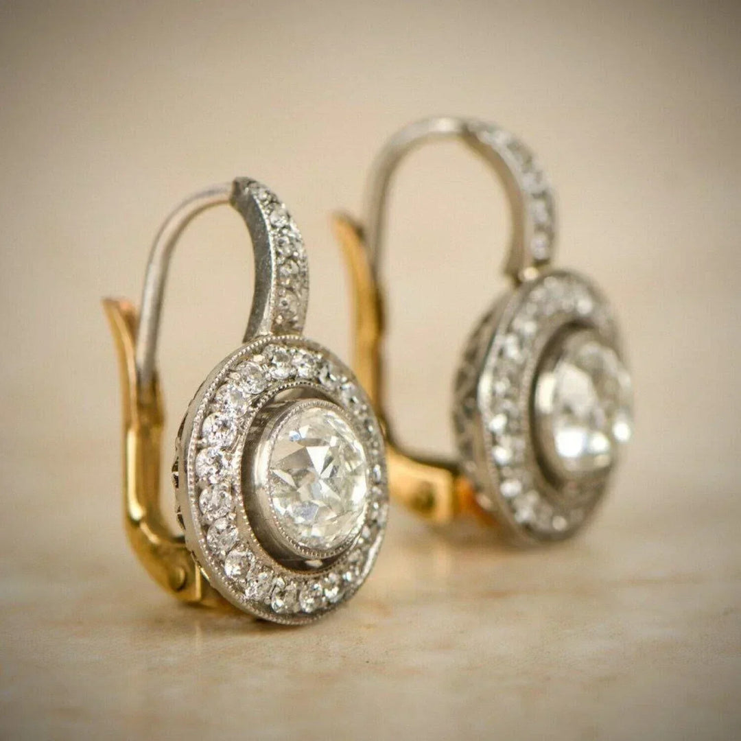 Gold & Silver Drop Earrings Gráinne with Crystal