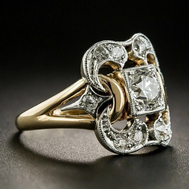 Gold-Plated Vintage Ring Sorcha with Zirconia