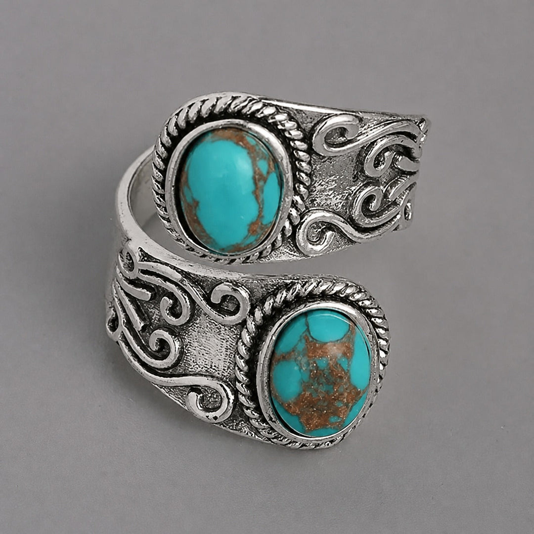 Silver Wrap Ring Gráinne with Turquoise