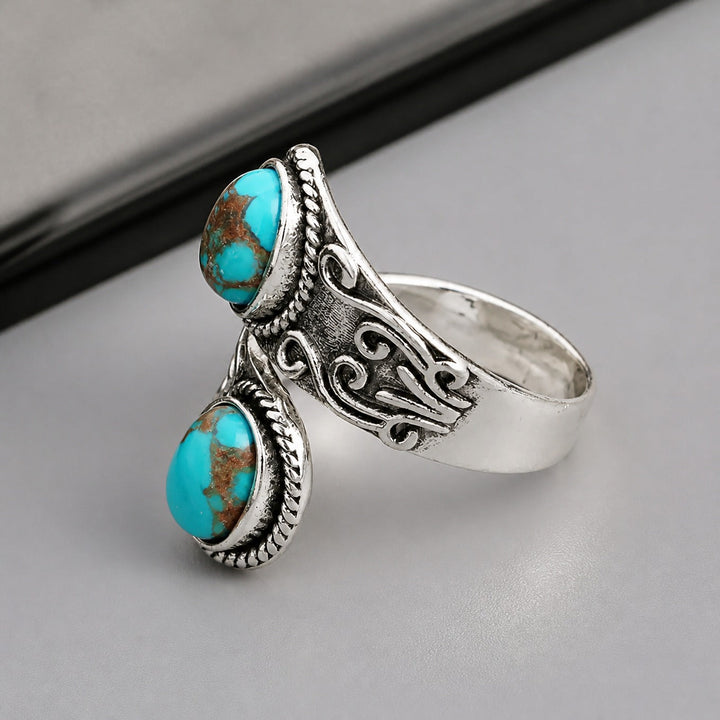 Silver Wrap Ring Gráinne with Turquoise