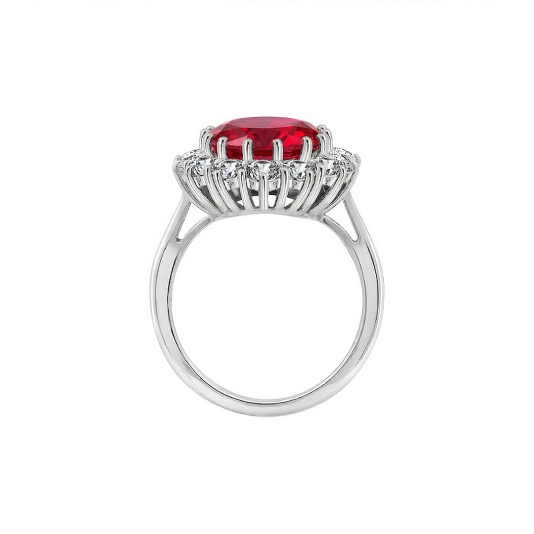 White Gold Ring Eabha with Ruby Halo