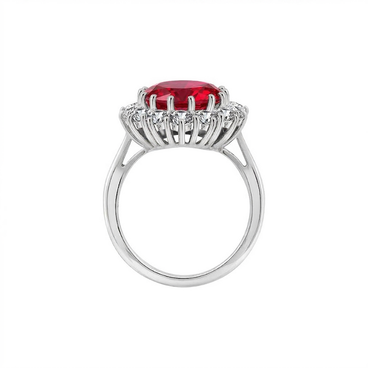 White Gold Ring Eabha with Ruby Halo