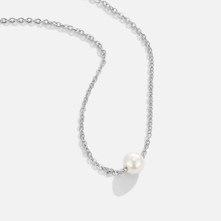 Silver Necklace Nuala with Single Pearl