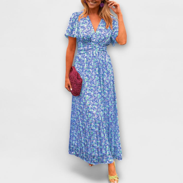 Elsie - Orange Maxikleid mit V-Ausschnitt