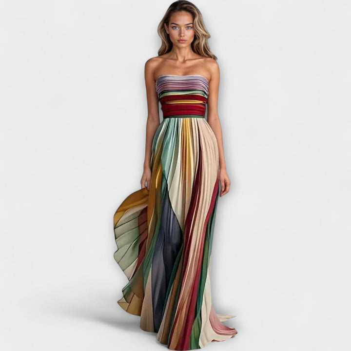 Flora - Buntes gestreiftes Maxikleid
