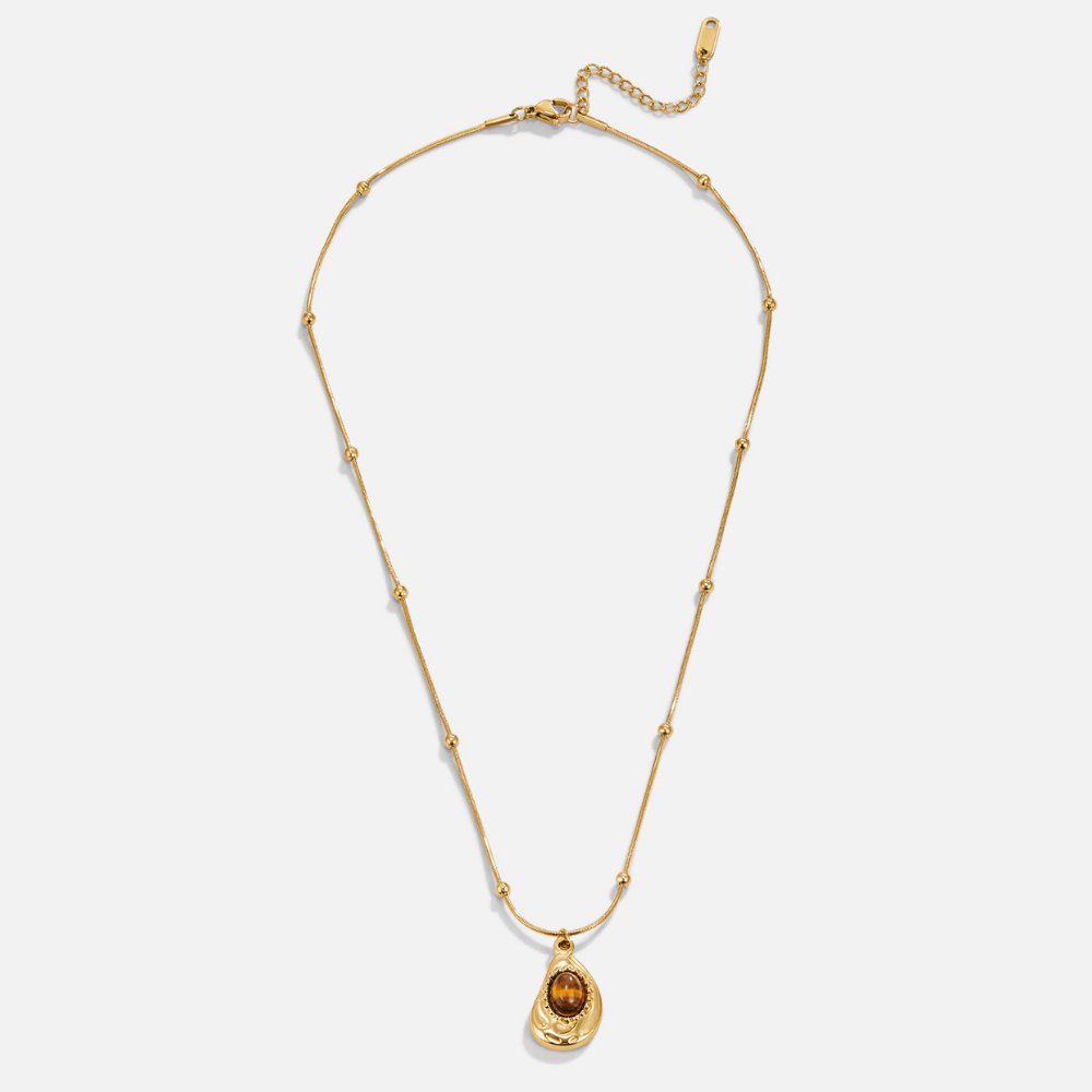 Gold Necklace Éabha with Amber Stone