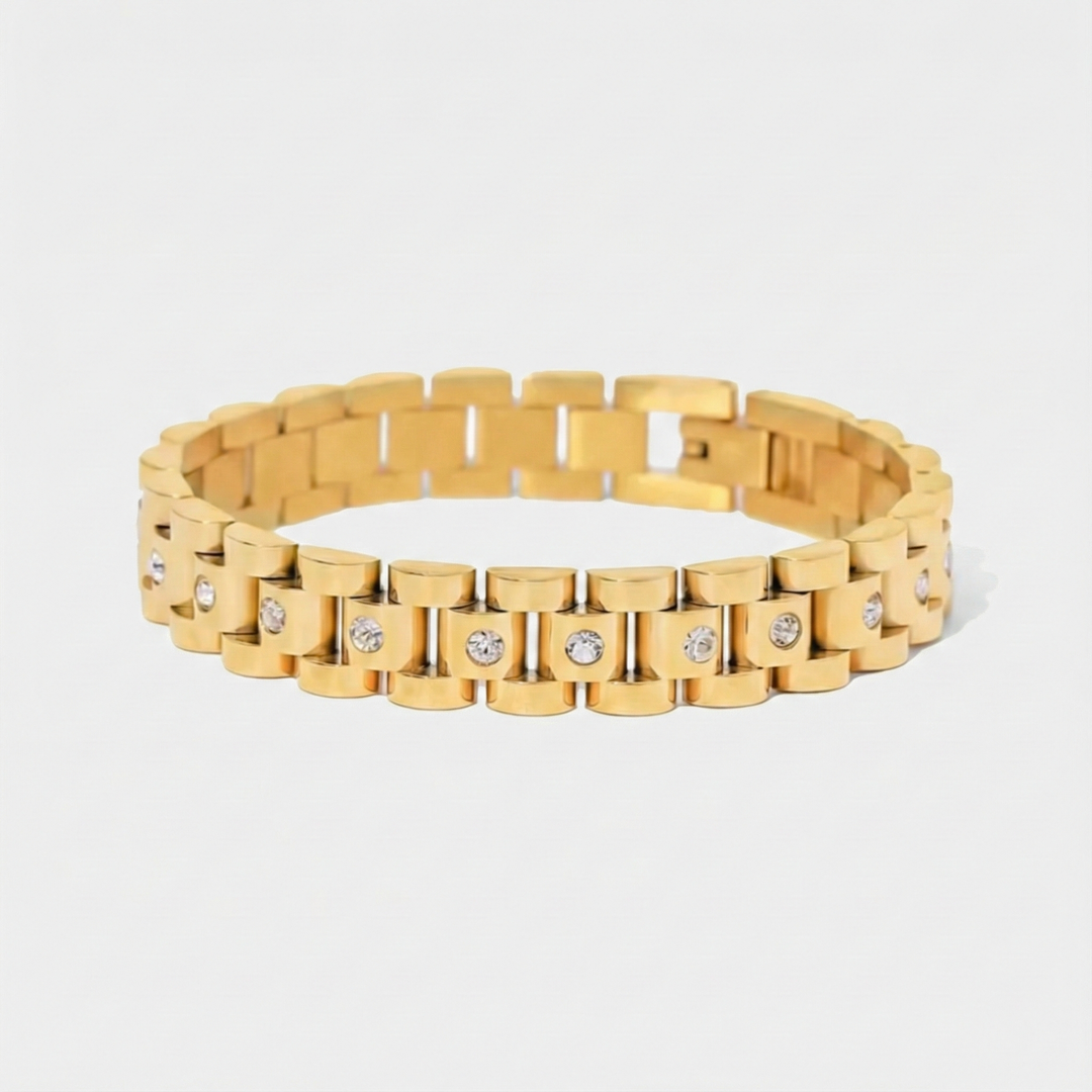 Gold Link Bracelet Aoife with Crystals