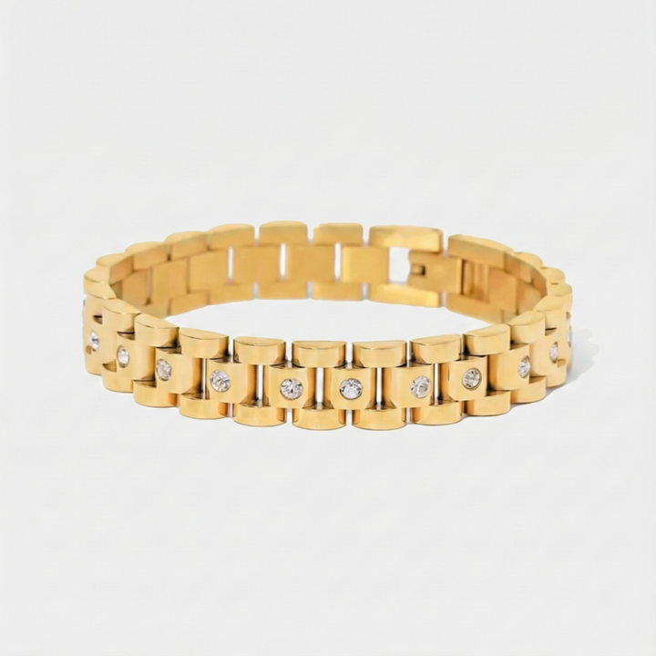 Gold Link Bracelet Aoife with Crystals