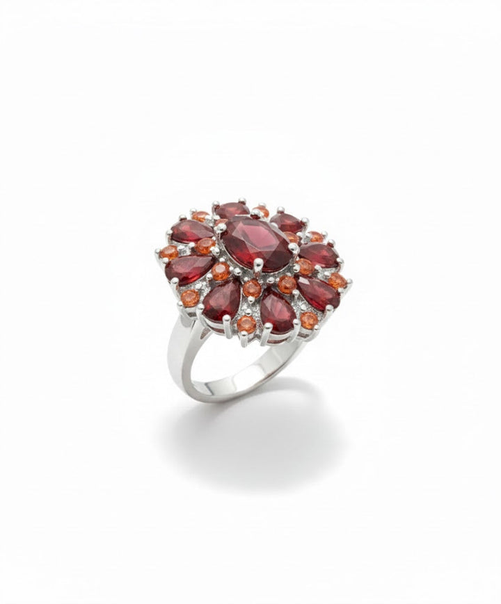 Silver Ring Sinéad with Ruby and Citrine