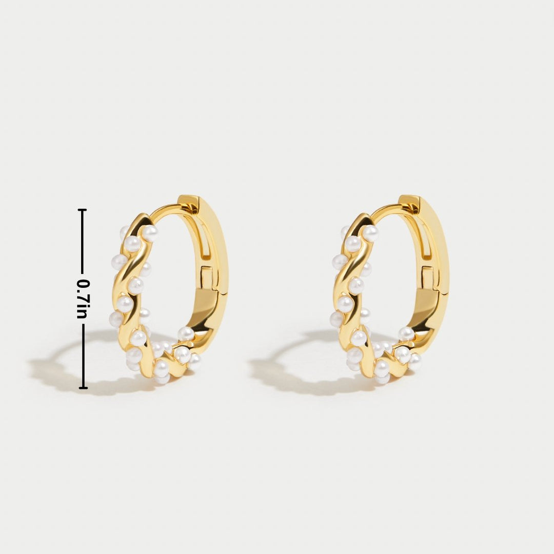 Gold Huggie Earrings Dervla with Pearls
