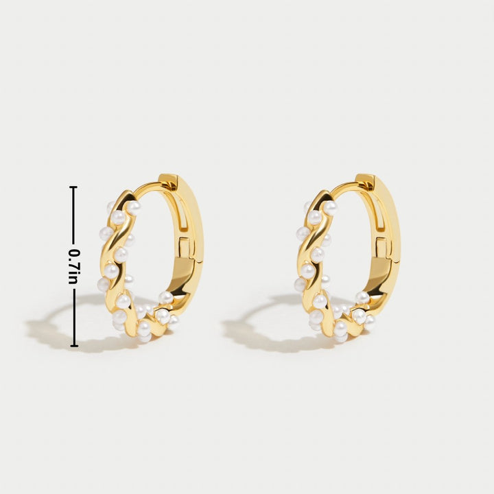Gold Huggie Earrings Dervla with Pearls