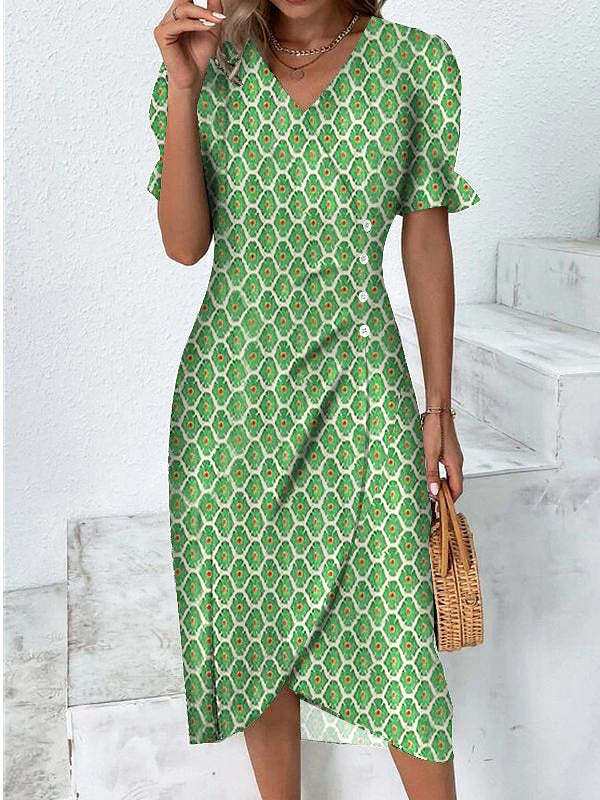 Rita - Graues Wickelkleid mit Tupfenmuster