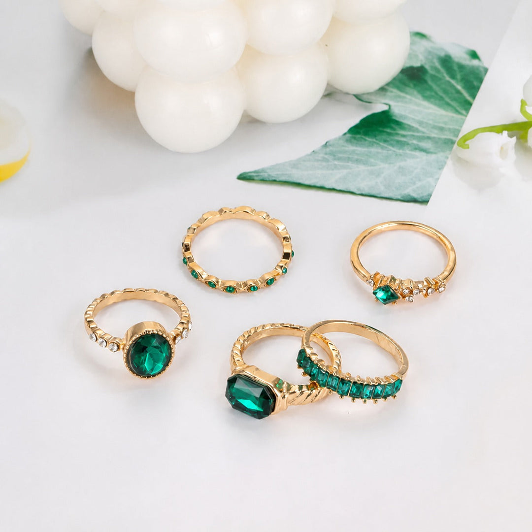 Gold Ring Set Galway with Emerald